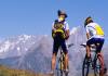Mountain biking in front of Mont Blanc