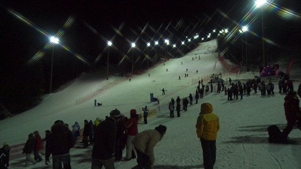 New Year's torchlight descent on skis