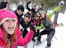 In the woods on snowshoes