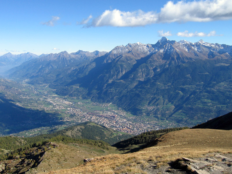 Panorama d'Aoste depuis la Pointe Chaligne