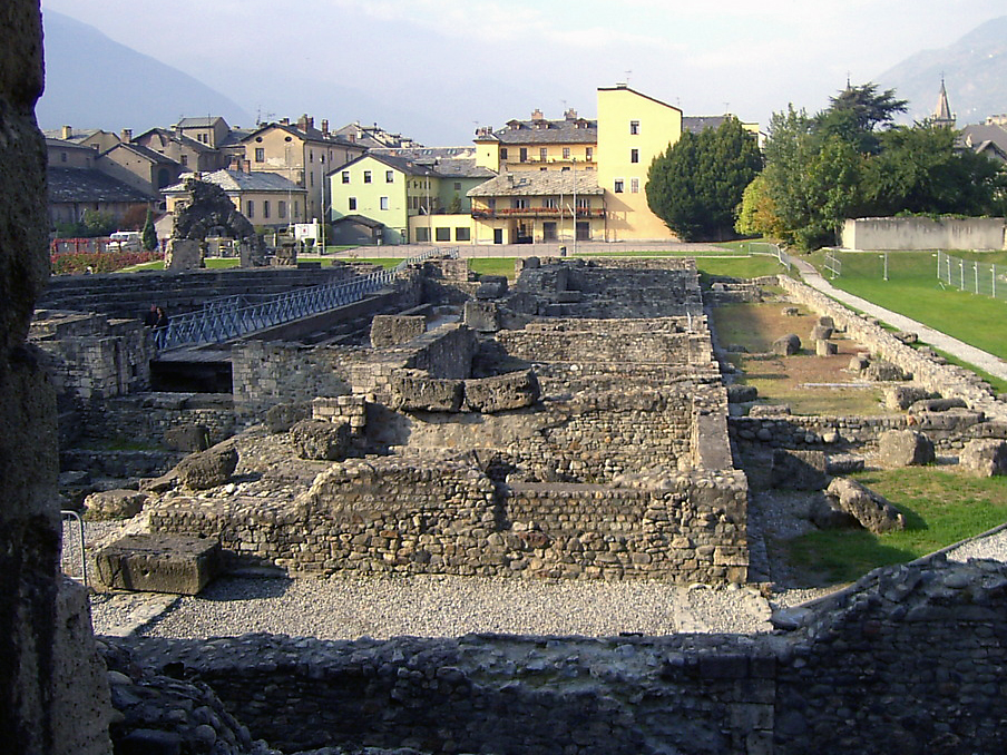 The "cavea" and the foundations of the backdrop wall