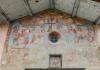 frescoes on the facade - parish church of Perloz