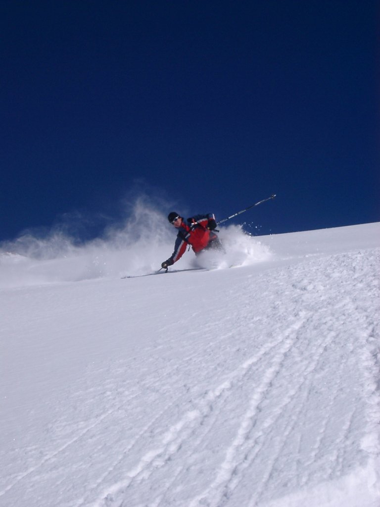 Fresh snow climbing down from the top