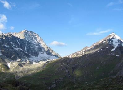 Mont Gelé and Mont Avril seen from the Swiss side