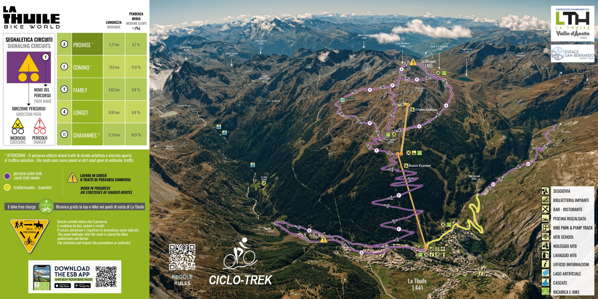 Mappa ciclo-trek La Thuile 2023