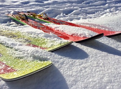 Skis on the snow