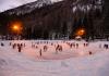 The ice-skating rink at sunset