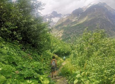 escursionisti in Val Veny