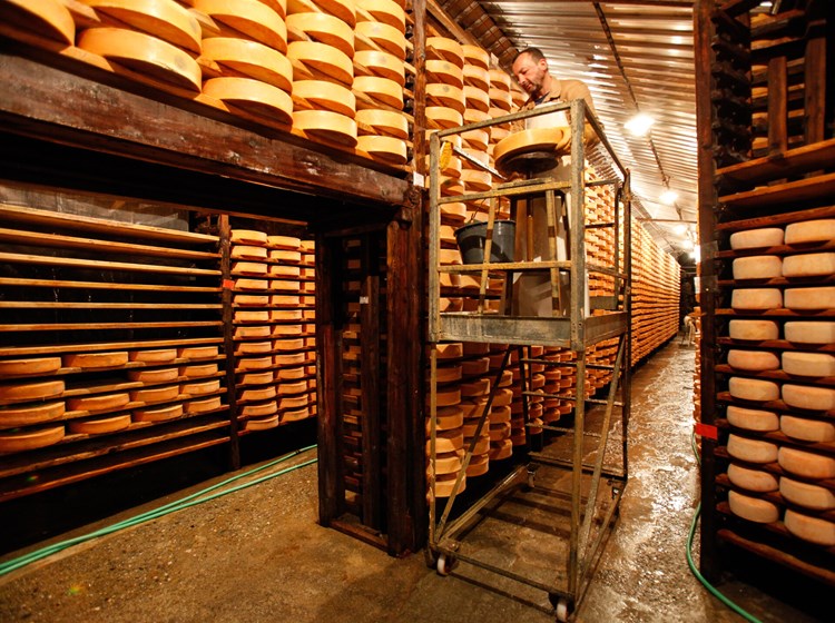 Il magazzino di stagionatura delle Fontine