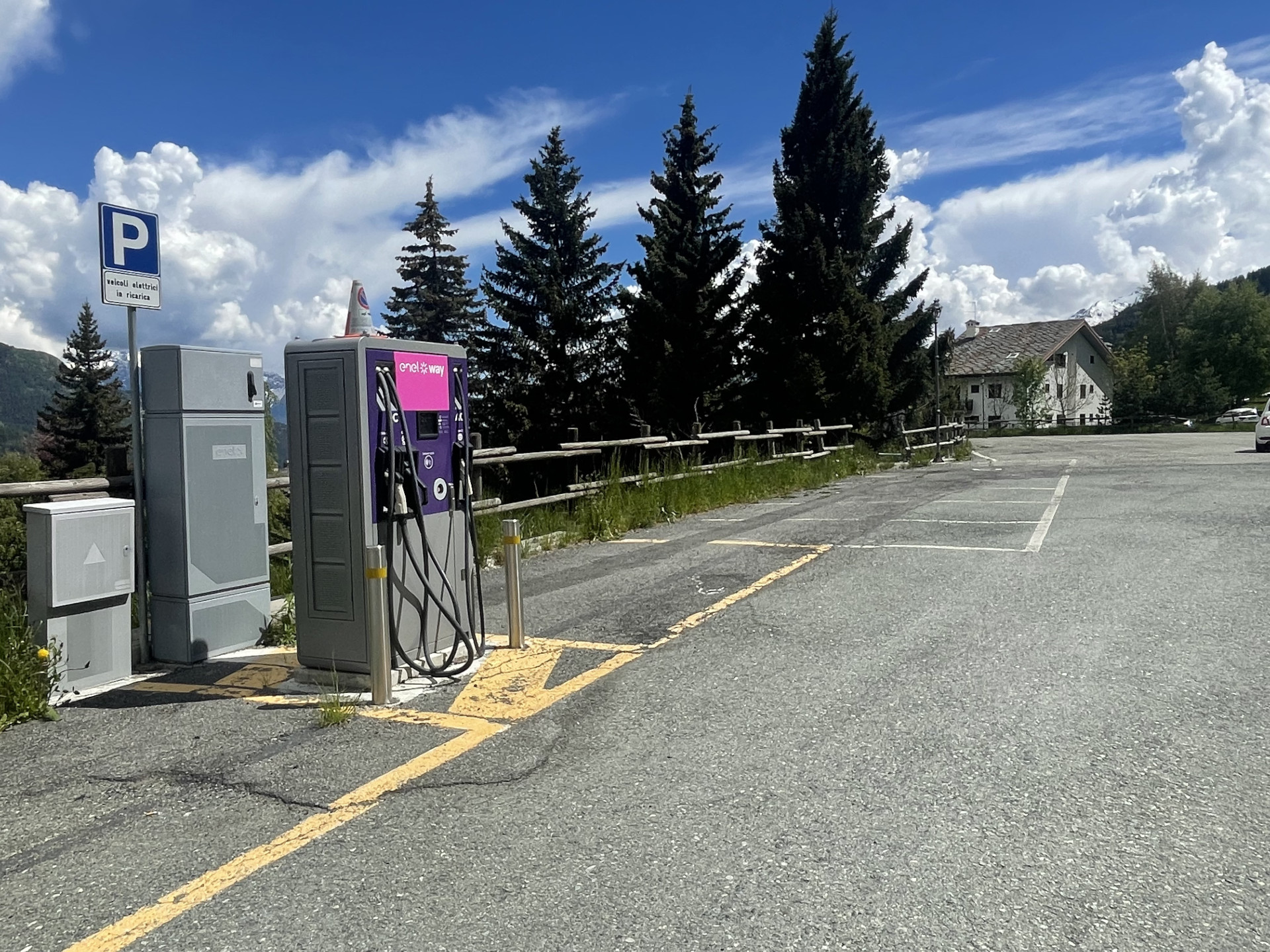 Parking and electric car charging point