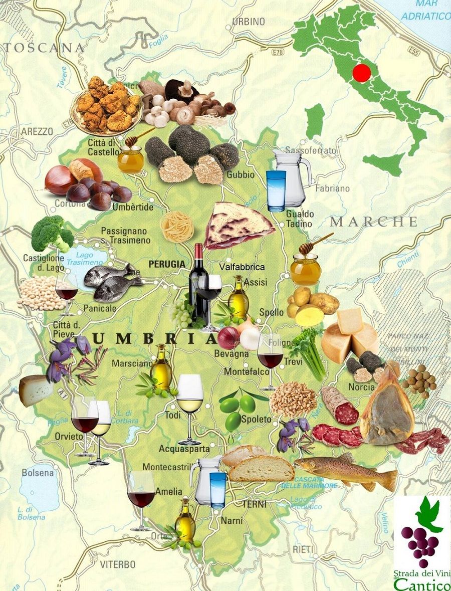 Cartina enogastronomica Umbria