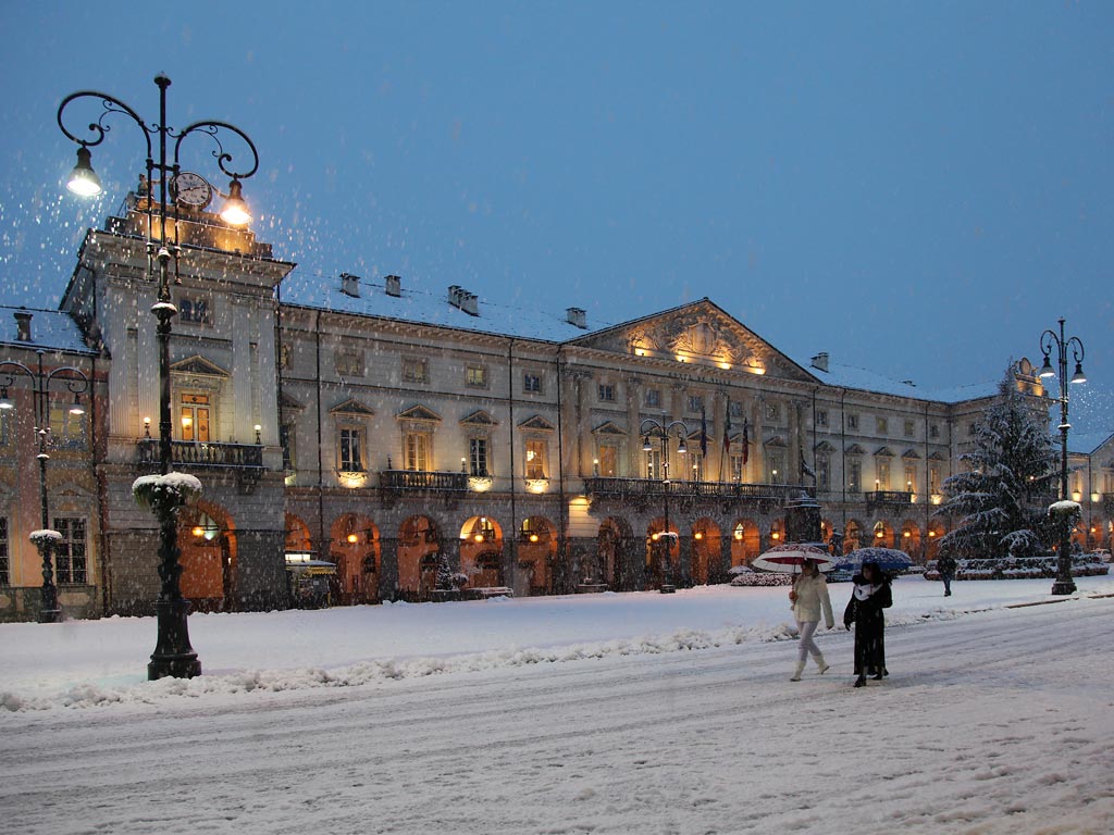Piazza Chanoux sotto la neve